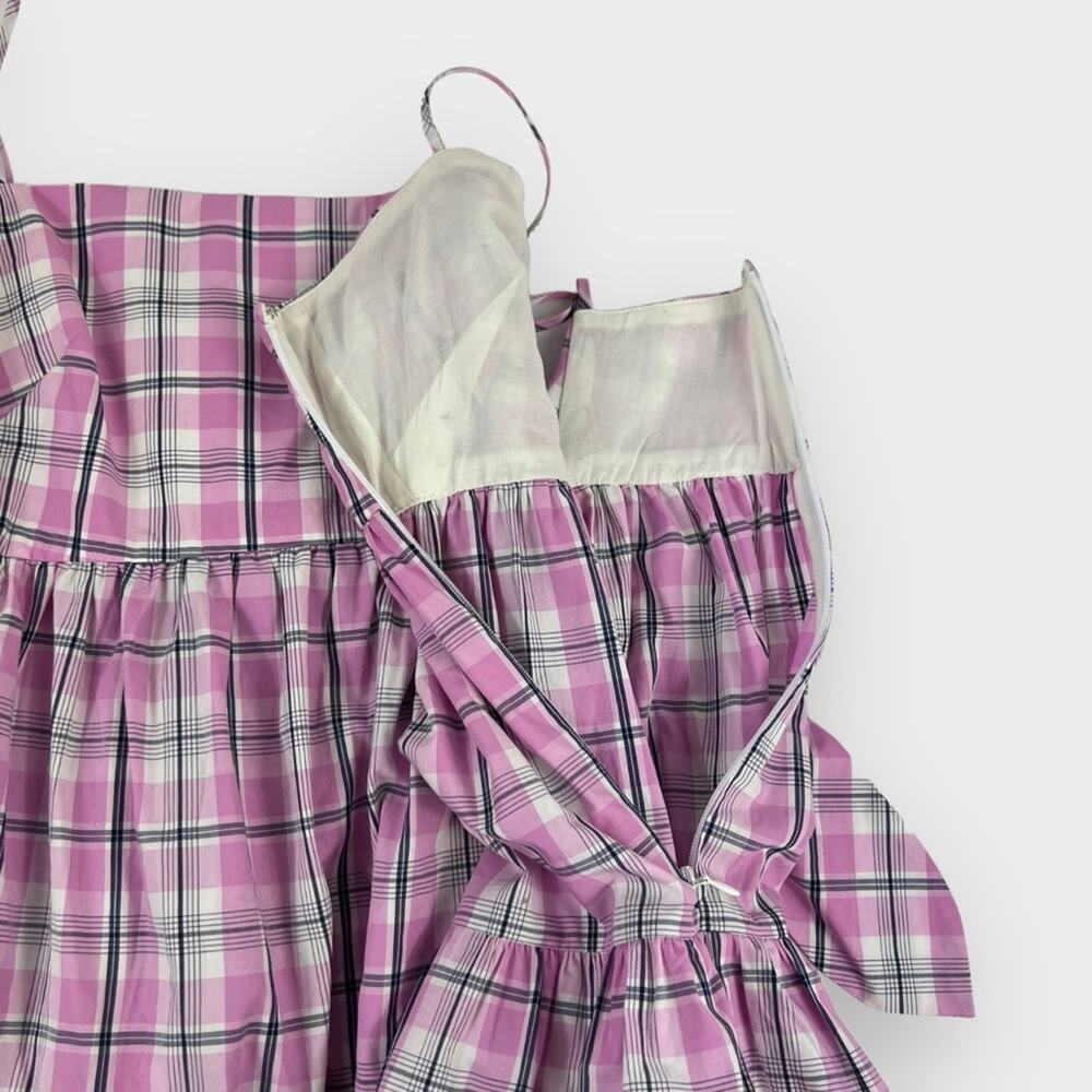 J.Crew Tie-back Tiered Poplin Dress in Violet Plaid Size 6 - Picture 7 of 10